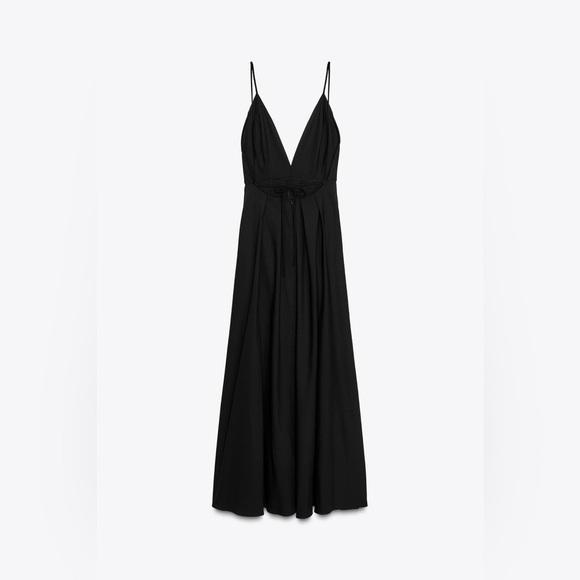 Zara Elegant Black Evening maxi flowy Dress gown party cocktail formal - Picture 6 of 10